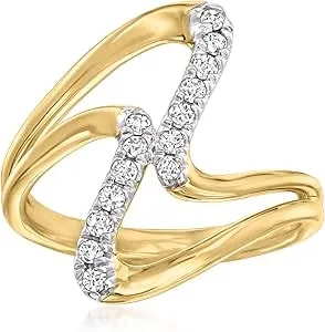 Ross-Simons 0.25 Ct. T.W. Diamond Double-Wave Ring In 18kt Gold Over Sterling