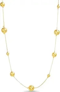 Nautica Station Bead Necklace For Women 14k Yellow Gold Plated Alloy 25 Inches
