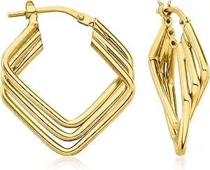 Ross-Simons Italian 18kt Gold Over Sterling Triple-Square Hoop Earrings