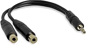 Startech.Com 6 In. 3.5mm Audio Splitter Cable - Stereo Splitter Cable - Gold Terminals - 3.5mm Male To 2x 3.5mm Female - Headphone Splitter (muy1mff),Black
