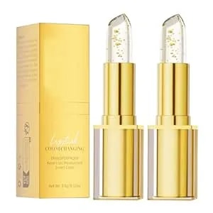 2pcs True Tone Ph Adjusting Lipstick,True Tone Adjusting Lipstick,Gold Foil Clear Lip That Changes Color,Long-Lasting Moisturizing For Women