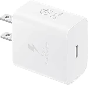 Samsung 25W Wall Charger Power Adapter, Cable Not Included, Super Fast Charging, Compact Design, Energy Efficient, Compatible With Galaxy And USB Type C Devices, White