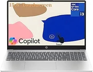 Hp 15.6" Touchscreen Laptop Computer For School, Lifetime Office 365, Intel i3-1315u, 16gb Ram, 512gb Ssd, Long Battery Life, Copilot Ai, Windows 11 Home, Classic Silver, 500gb External Hdd