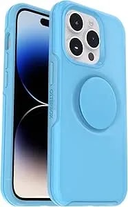 Otterbox Iphone 14 Pro Max (Only) Otter + Pop Symmetry Series Clear Case - You Cyan This (Blue), Integrated Popsockets Popgrip, Slim, Pocket-Friendly, Raised Edges Protect Camera & Screen