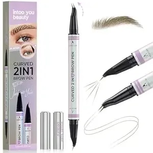 Eyebrow Pencils For Women, 30° Curved Magic 2 In 1 Eyebrow Pen Pro, Waterproof Eye Brow Pen With 2 Tips, Microblading Brow Pencils For Precise Hair Like Strokes, Last All Day Makeup (Light Brown)