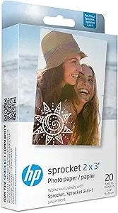 Hp Sprocket 2x3" Premium Zink Sticky Back Photo Paper (20 Sheets) Compatible With Hp Sprocket Photo Printers.