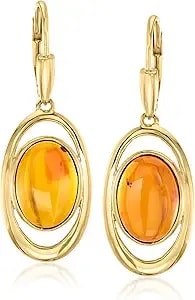 Ross-Simons Amber Drop Earrings In 18kt Gold Over Sterling