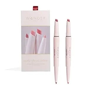 Wander Beauty Under The Mistletoe Lipsetter Duo, Dual-Ended Lipstick & Liner, Barcelona Blush & Midtown Mauve, Limited Edition, Soft Matte Finish, Hydrating, With Squalane & Peptides