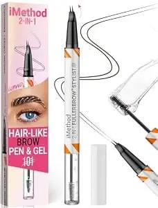 Imethod Curved Eyebrow Pen And Eyebrow Gel - Eyebrow Pencils For Women With Natural Hair Like Strokes, Brow Gel Clear For Soft Full Brows, Waterproof, All-Day Defined, Dark Brown