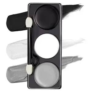 Spooktacular Creations Halloween Makeup Palette 3 Colors Skeleton Face Body Paint With Double-Headed Brush For Adult Cosplay Sfx Makeup Cosplay Dress Up (7 Oz, Black White Gray )