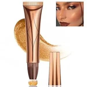 Cream Contour Beauty Wand,Xcreando Liquid High Lighter Stick With Cushion Applicator Silky Liquid Bronzer Stick Waterproof Lightweight Face Concealer Contouring With Natural Matte Finish(#06 Champagne Gold)