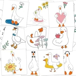 Blulu Silly Goose Temporary Tattoos 8 Sheets 80 Pcs One Goose Birthday Decorations Cute Animals Themed Fake Tattoo Stickers For Classroom Prize School Gifts Carnival Birthday Party Favors(Cute)