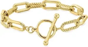 Ross-Simons 14kt Yellow Gold-Plated Paper Clip Link Toggle Bracelet