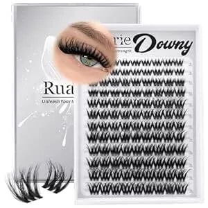 Fluffy Lash Clusters Wispy Eyelash Clusters 8-16mm Volume Cluster Eyelash Extensions Downy Lashes Clusters Faux Mink D-Curly Spider Lash Extensions Invisible Band Eyelashes Clusters