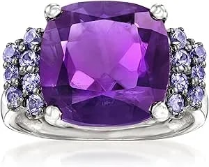 Ross-Simons 5.50 Carat Amethyst And .40 Ct. T.W. Tanzanite Ring In Sterling Silver