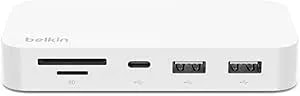 Belkin USB-C 6-In-1 Multiport Hub With Mount, USB-C Docking Station With Microsd Card Reader, Powered USB Hub, Compatible With Macbook, Chromebook, Imac, PC, And Other USB-C Devices - White