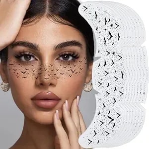 Halloween Freckles Face Stickers, Black Bat Freckles Temporary Tattoos Sticker - Waterproof Fake Tattoos For Adults, Gothic Party Costume Makeup Accessories For Halloween, Cosplay, Festival