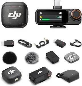 Dji Mic 3 (1 Tx + 1 Rx + Charging Case) + Lightning Adapter - Wireless Lavalier Mic For Iphone/Camera/Android, Adaptive Gain, Dual Band, 32-Bit Float, 400m Transmission, 28h Use