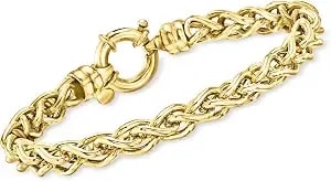 Ross-Simons Italian 18kt Gold Over Sterling Round Wheat-Chain Bracelet