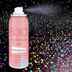 Boko Body Glitter Spray, 60ml Holographic Silver Glitter Spray For Body Hair Clothes, Quick-Drying And Long-Lasting Glitter Hairspray Body Shiny For Festival Music Concert Party Rave Accessories