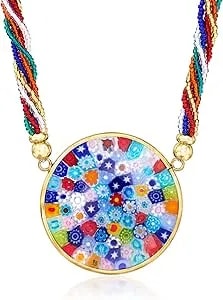 Ross-Simons Italian Multicolored Murano Glass Millefiori Multi-Strand Necklace With 18kt Gold Over Sterling. 18 Inches
