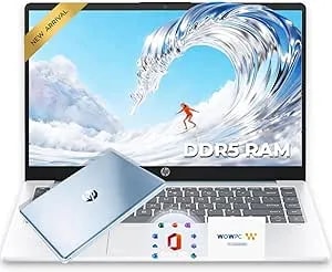 Hp 14" Moonlight Blue Laptop With Office 365, Amd Cpu, 4gb ddr5 On-Board Ram, 1.1tb Storage (128gb Ssd And 1tb Onedrive), Hd Display, Windows 11, Energy-Efficient & Quiet Performance