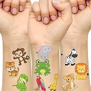 Fancy Land Animal Tattoos For Kids Safari Jungle Temporary Tattoo For Animals Birthday Party Favors Goodies Bag Stuffers 60pcs