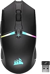 Corsair Nightsabre Rgb Wireless Gaming Mouse For Fps, Moba - 26,000 Dpi - 11 Programmable Buttons - Up To 100hrs Battery - Icue Compatible - Black