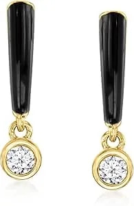 Ross-Simons 0.30 Ct. T.W. Lab-Grown Diamond Drop Earrings With Black Enamel In 18kt Gold Over Sterling