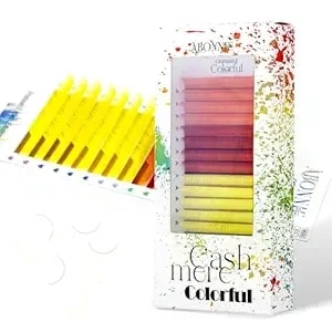 Colored Lash Extensions 16 Rows Cashmere Lash Extensions 0.07 D Curl 15mm Classic Lashes Extensions, Single Eyeash Extensions For Professional(0.07-D-Yellow Gradient 15mm）