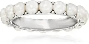 Ross-Simons 3.5mm Cultured Pearl Eternity Band In Sterling Silver. Size 10