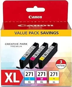 Canon CLI-271XL Genuine Three Color Value Pack, Compatible With MG6820, MG6821, MG6822, MG5720, MG5721, MG5722, MG7720, TS5020, TS6020, TS8020, And TS9020 (Optional) Printers
