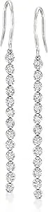 Ross-Simons 0.50 Ct. T.W. Diamond Linear Drop Earrings In Sterling Silver