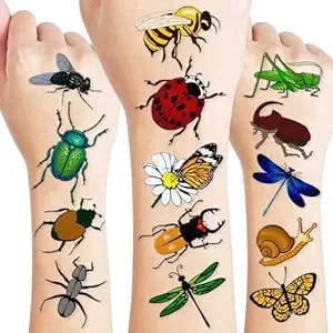 96pcs Bug Temporary Tattoos Pre Cut – Cute Bug Stickers For Kids Toddlers, Ladybug Caterpillar Theme Birthday Party Favors, Spring Summer Decorations, Gifts, Classroom School Prizes (Normal)