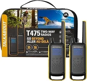 Motorola Solutions Talkabout t475 Extreme Two-Way Radio Black W/Yellow Rechargeable Two Pack