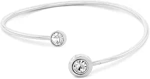 Calvin Klein Women’S Twisted Bezel Solitaire Bracelet, Stainless Steel, Elegant Curved Design - Contemporary Fashion For Everyday Wear - Gift For Her
