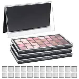 3 Pack Large Magnetic Makeup Palette With Clear Top 7.7"x4.3" Empty Cosmetics Pan Dispensing Storage Box 36 Metal Empty Square Makeup Eye Shadow Tray For Diy Eyeshadow Lipstick Blush Powder
