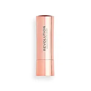 Makeup Revolution Satin Kiss Lipstick, Intense Color, Available In 12 Shades, Vegan & Cruelty-Free, Ruby, 3.5g