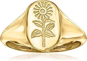 Ross-Simons Italian 14kt Yellow Gold Sunflower Signet Ring
