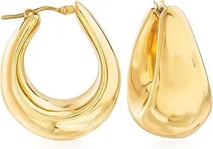 Ross-Simons Italian 18kt Yellow Gold Over Sterling Wide Hoop Earrings