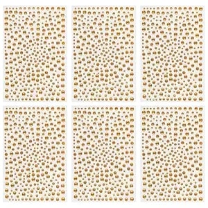 Totelux 1950pcs Gold Face Gems 3/4/5/6mm Round Rhinestones Face Jewels Stickers Crystal Body Eye Temporary Tattoo For Women Makeup Festive Party Costume Cosplay Accessories