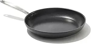 Oxo Enhanced 10" Frying Pan Skillet, Pfas-Free Ceramic Nonstick, Durable Hard Anodized Cookware, Scratch Resistant, Stainless Steel Handle, Good Grips, Dishwasher Safe, Oven Safe, Black