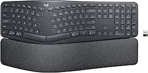 Logitech Ergo K860 Wireless Ergonomic Keyboard - Split Keyboard, Wrist Rest, Natural Typing, Stain-Resistant Fabric, Bluetooth And USB Connectivity, Compatible With Windows/Mac, Black