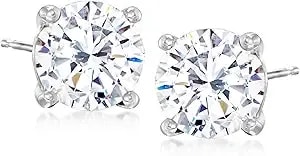 Ross-Simons 4.00 Ct. T.W. Cz Stud Earrings In Sterling Silver