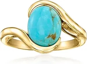 Ross-Simons Turquoise Swirl Ring In 18kt Gold Over Sterling