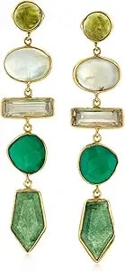 Ross-Simons Multi-Gemstone And 5.25 Ct. T.W. Prasiolite Drop Earrings In 18kt Gold Over Sterling
