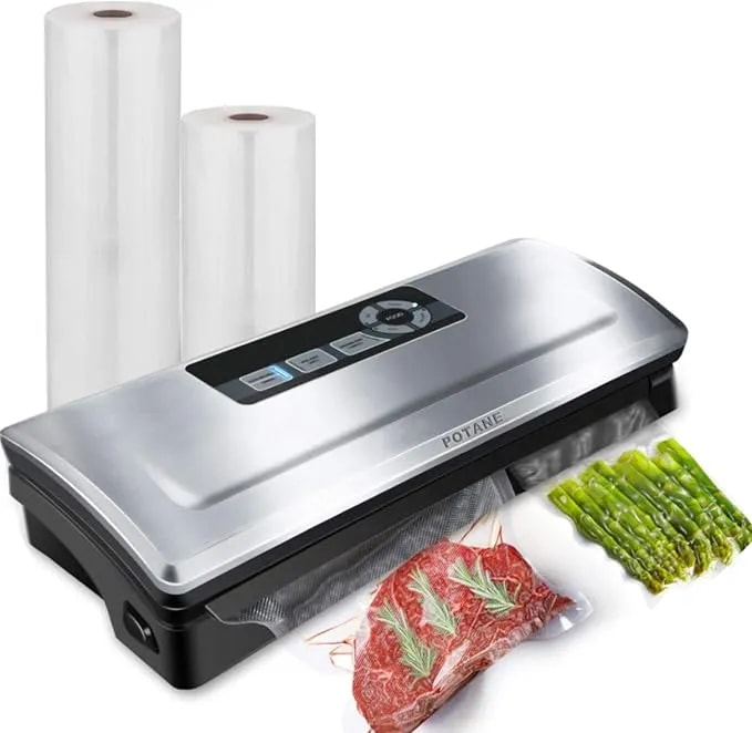 Potane Precision Vacuum Sealer Machine, Powerful Pro Vacuum Food Sealer, 8-In-1 Easy Presets, 4 Food Modes, Dry&Moist&Soft&Delicate With Starter Kit, Compact Design(Silver)