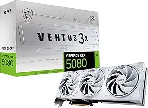 Msi Gaming Rtx 5080 16g Ventus 3x Oc White Graphics Card (16gb gddr7, 256-Bit, Extreme Clock Tbd Mhz, Displayport X 3 2.1a, Hdmi 2.1b, Nvidia Blackwell Architecture)
