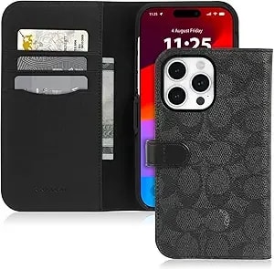 Coach Wallet Folio Iphone 15 Pro Case, Compatible With Magsafe - Signature Charcoal