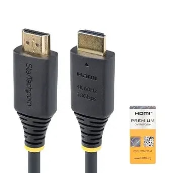 Startech 6ft High Speed Hdmi Cable, 4k 60hz, 18gbps, Certified - 4k 60hz/1440p 144hz, Uhd Hdmi 2.0 Cord, Tpe Jacket, hdmi2-Cable-4k60-6f
